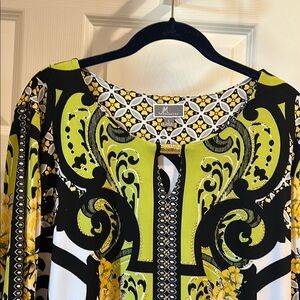 JM Collection Black and Green Patterned Top